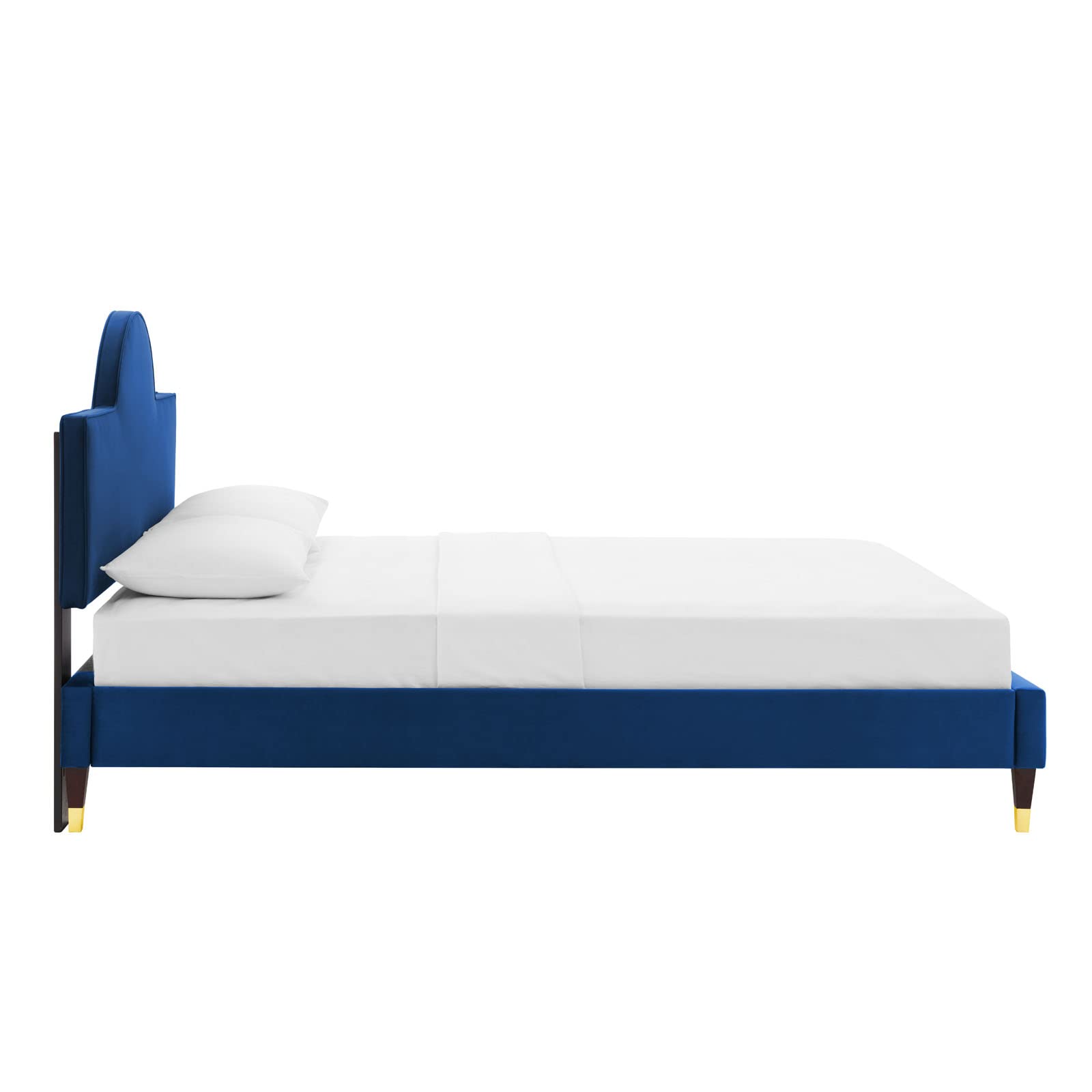 Modway Aurora Performance Velvet Queen Bed, Navy