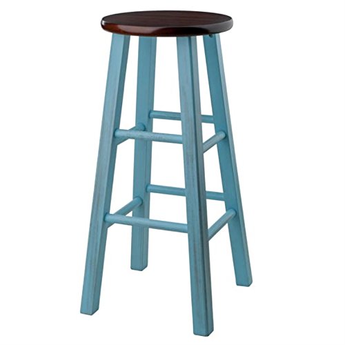 Ergode Rustic Blue Wood Ivy Bar Stool - Stable & Comfortable, 29" Height