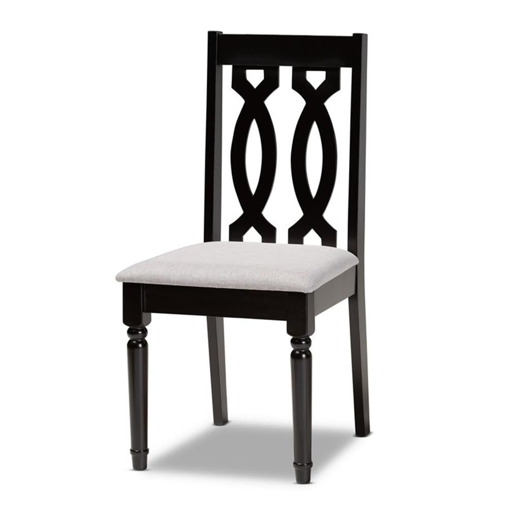 Baxton Studio Cherese Modern and Contemporary Grey Fabric Upholstered and Dark Brown Finished Wood 7-Piece Dining Set