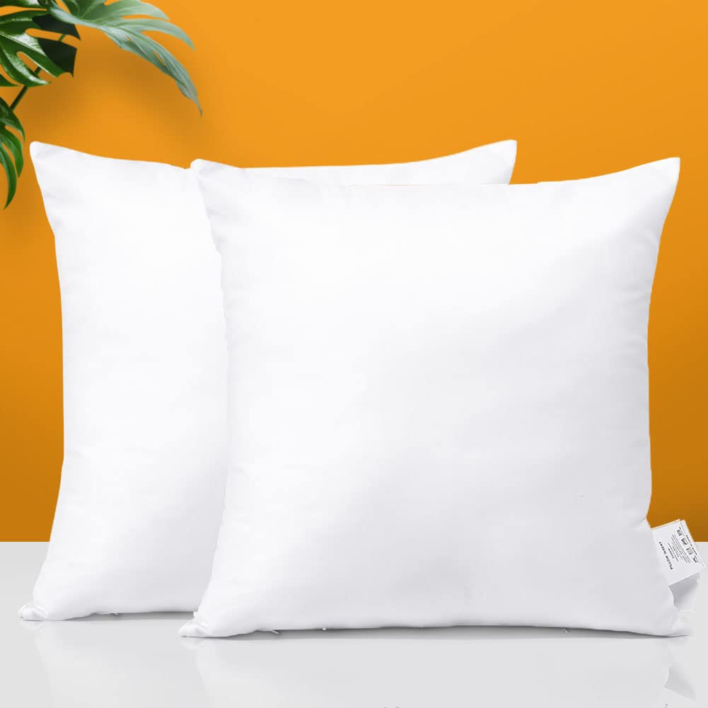 OTOSTAR Pack of 2 Outdoor Waterproof Pillow Inserts 16 x 16 Inches Premium Water Resistant Decorative Throw Pillow Inserts Squar