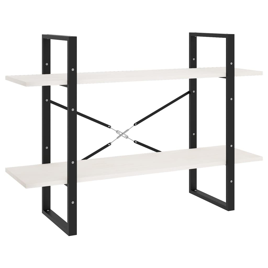 vidaXL 2-Tier Book Cabinet White 39.4&quot;x11.8&quot;x27.6&quot; Solid Pine Wood