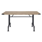 Acme Edina Rectangular Wood Top Dining Table in Oak and Sandy Black