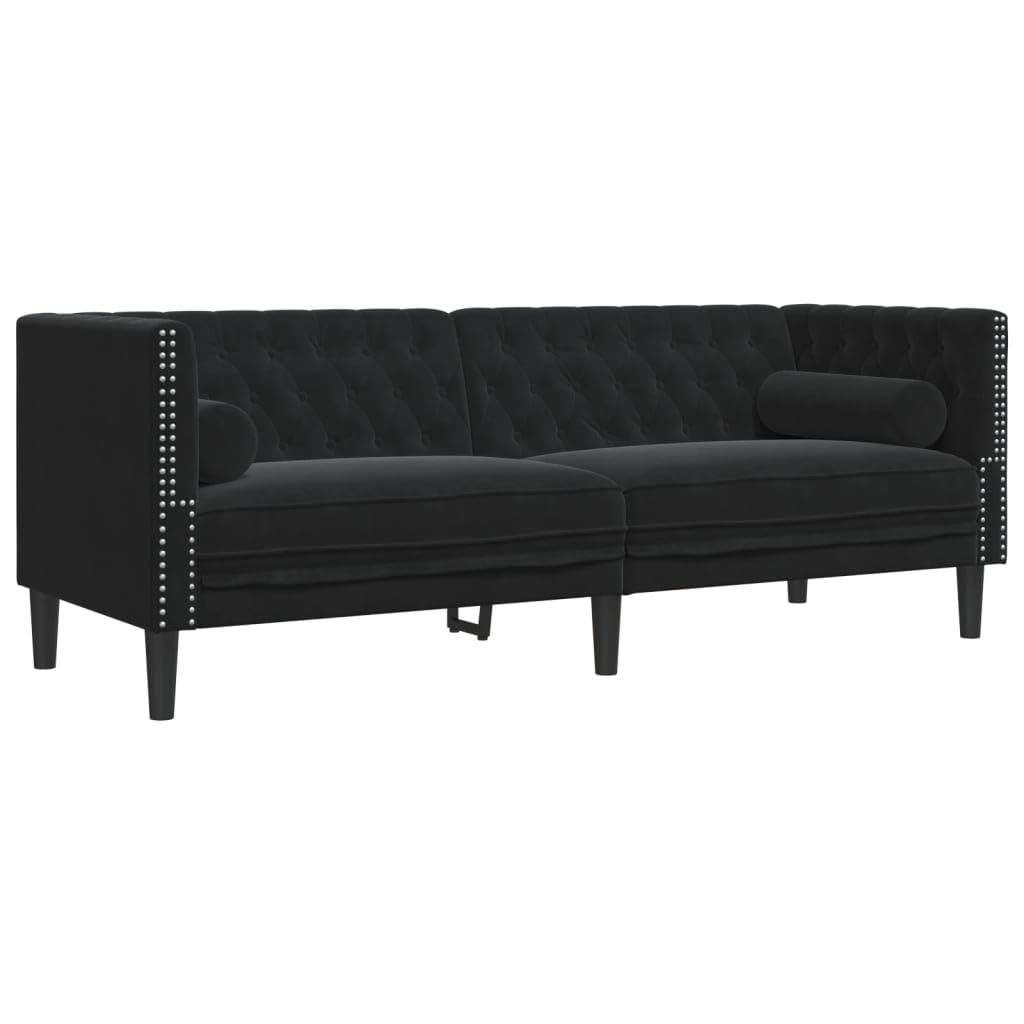 vidaXL Chesterfield 3 Seater Black Velvet 3 Seater Sofa 3 Seater Sofa Lounge Sofa 3 Seater Sofa Upholstered Sofa