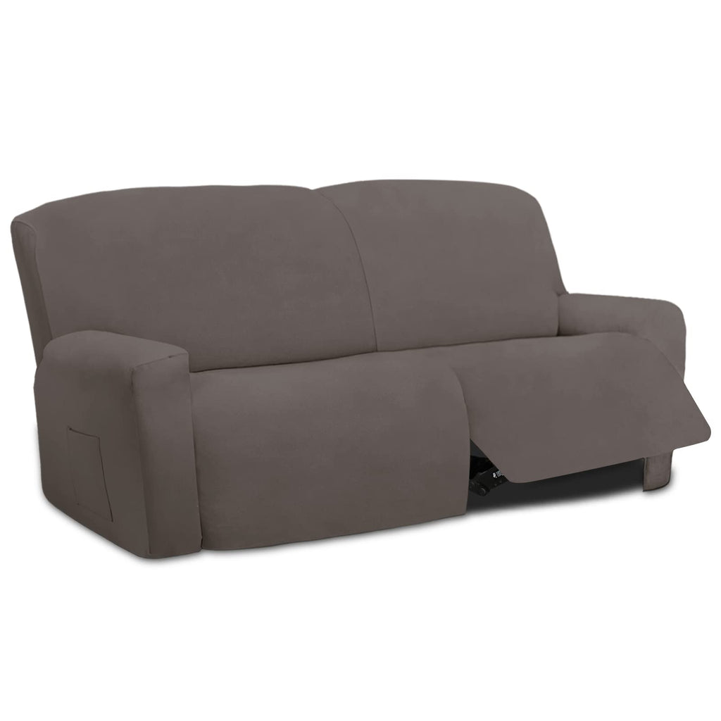 Easy-Going Oversized 6 Pieces Microfiber Stretch Sectional Recliner Loveseat Sofa Slipcover Soft Fitted Fleece 2 Seats Couch Cover Washable Furniture Protector With Elasticity For Kids Pet Taupe