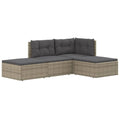 vidaXL 4 Piece Patio Lounge Set with Adjustable Corner Sofa, Middle Sofa and Footstools - Durable Poly Rattan Material, Comfortable Cushions and Modifiable Design - Perfect for Gardens**