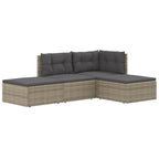 vidaXL 4 Piece Patio Lounge Set with Adjustable Corner Sofa, Middle Sofa and Footstools - Durable Poly Rattan Material, Comfortable Cushions and Modifiable Design - Perfect for Gardens**