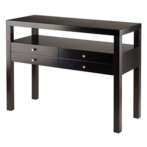 Scandinavian Design Copenhagen Console Table - Elegant & Practical Entryway, Hallway, or Dining Room Furniture with 2 Drawers & Open Shelf - Espresso Finish - 30" H x 40" W x 17.1" D