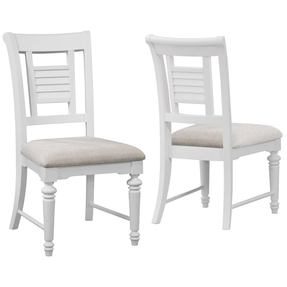 American Woodcrafters Cottage Traditions Eggshell White Wood Coastal Style Dining Chair - Set of 2