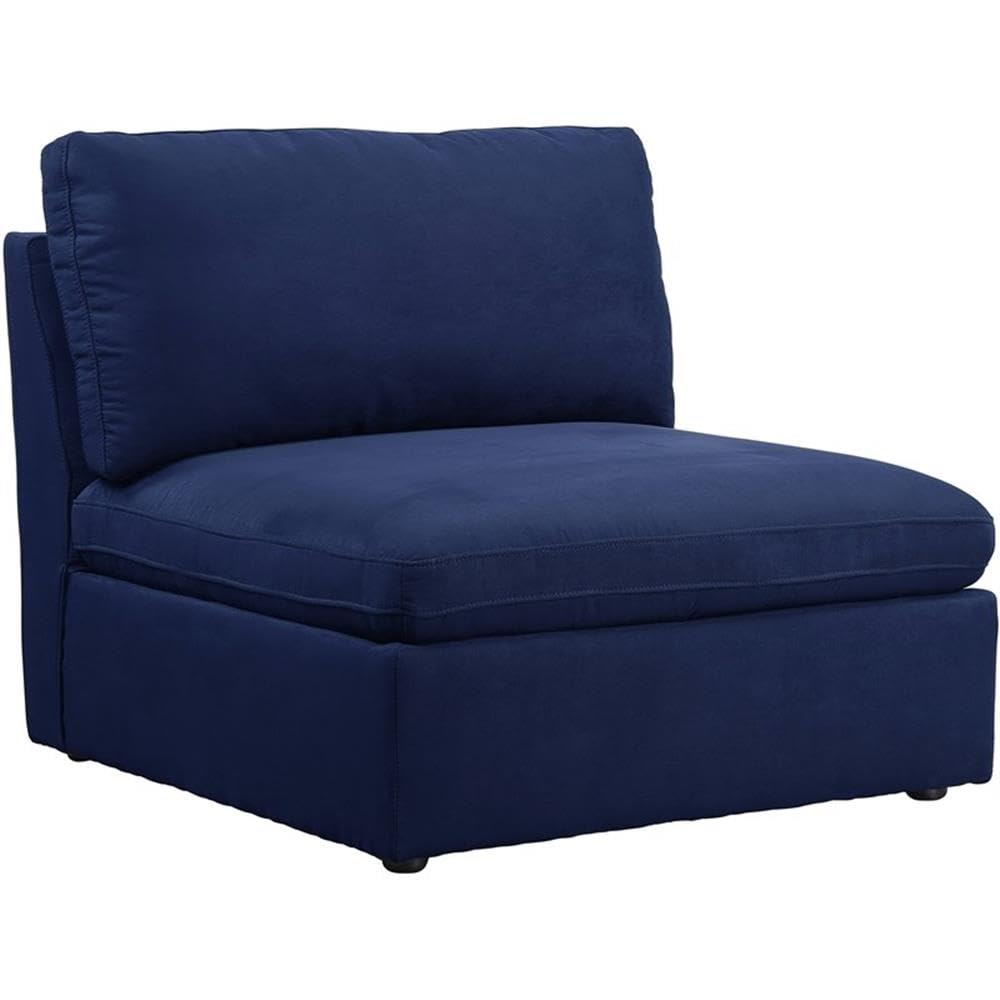 Acme Crosby Tight Back Upholstered Accent Armless Chair in Blue Fabric