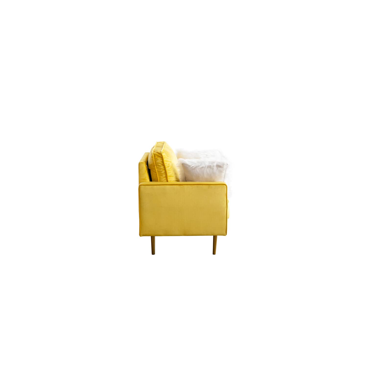 Lilola Home Theo Yellow Velvet Chair with Pillows