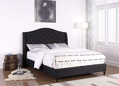 Best Master Furniture Sophie Upholstered Tufted Platform Bed, Black Queen