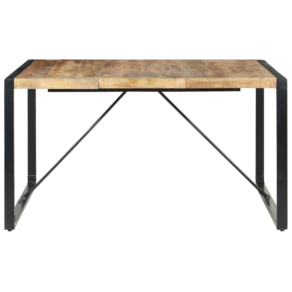 vidaXL Industrial-Style Dining Table - Rough Mango Wood Build, Durable Steel Legs, Unique Wood Grain Patterns - 55.1&quot;x55.1&quot;x29.5&quot; - Brown Black