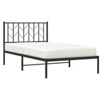vidaXL Steel Bed Frame with Supportive Headboard and Extra Under-Bed Storage Space - Black Single Bed for Bedroom