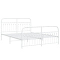 vidaXL Metal Bed Frame - 59.1x78.7 White - Durable Steel Frame with Headboard/Footboard - Extra Storage Space - Mattress Not Included