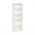 Furinno Gehry 5-Tier Bookcase, Bookshelf with Adjustable Shelves, White