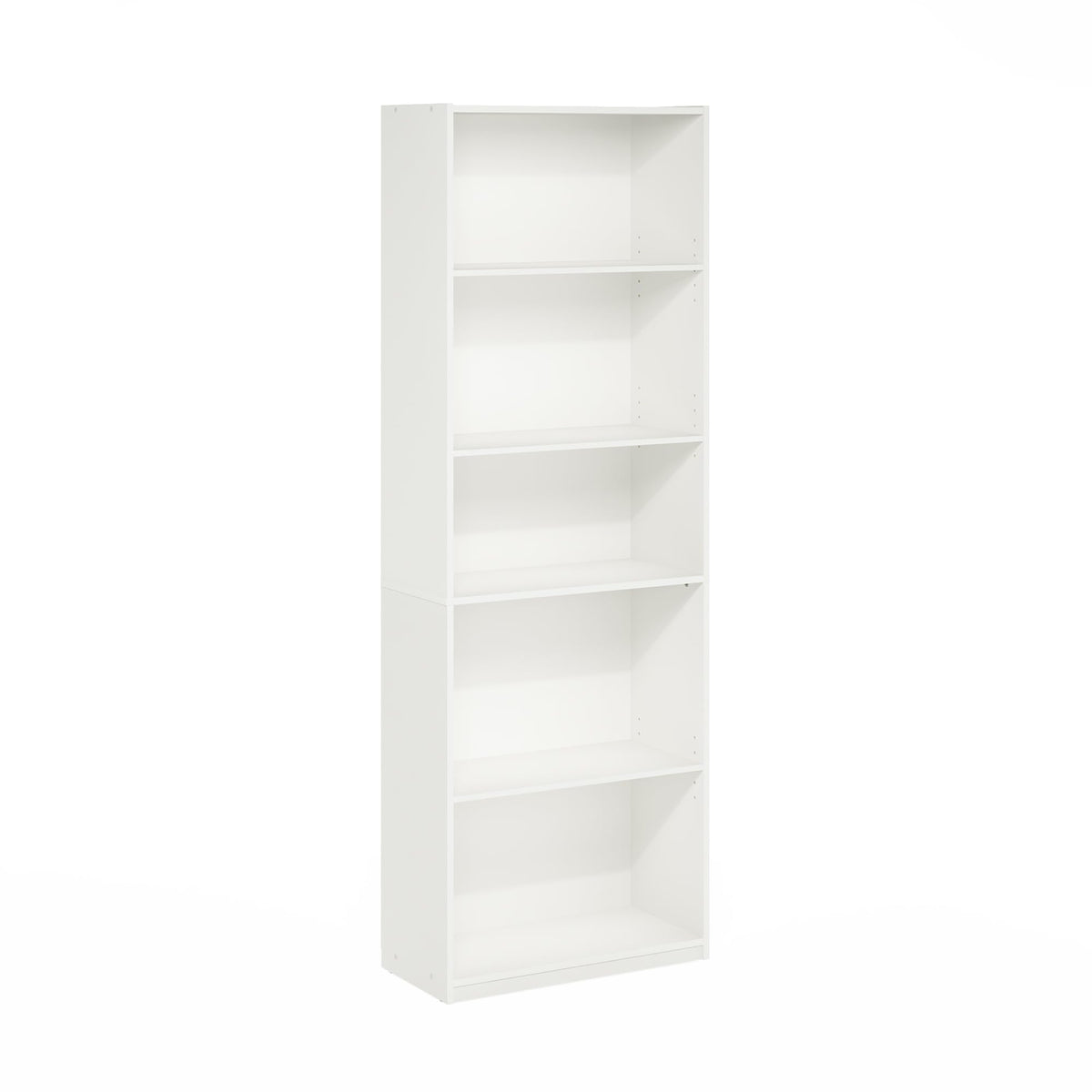 Furinno Gehry 5-Tier Bookcase, Bookshelf with Adjustable Shelves, White