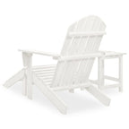 vidaXL Patio Lounge Set - White Adirondack Chair with Detachable Ottoman and Side Table, Solid Fir Wood, Classic Design, Weather Resistant
