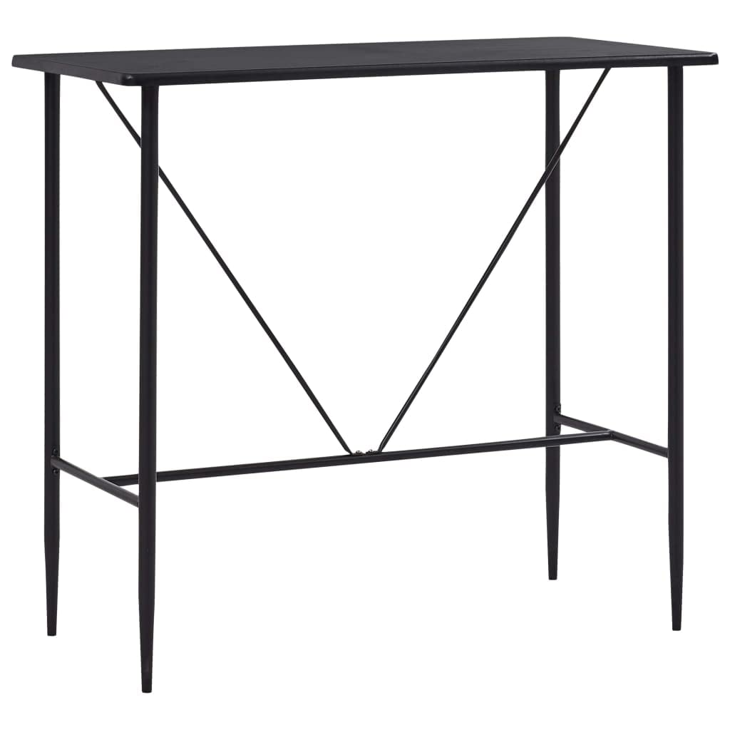 vidaXL Bar Table Rectangular Sleek Easy to Clean Sturdy Steel Legs Bistro Pub Restaurant Kitchen Dining Room Counter Table Black 47.2&quot; MDF