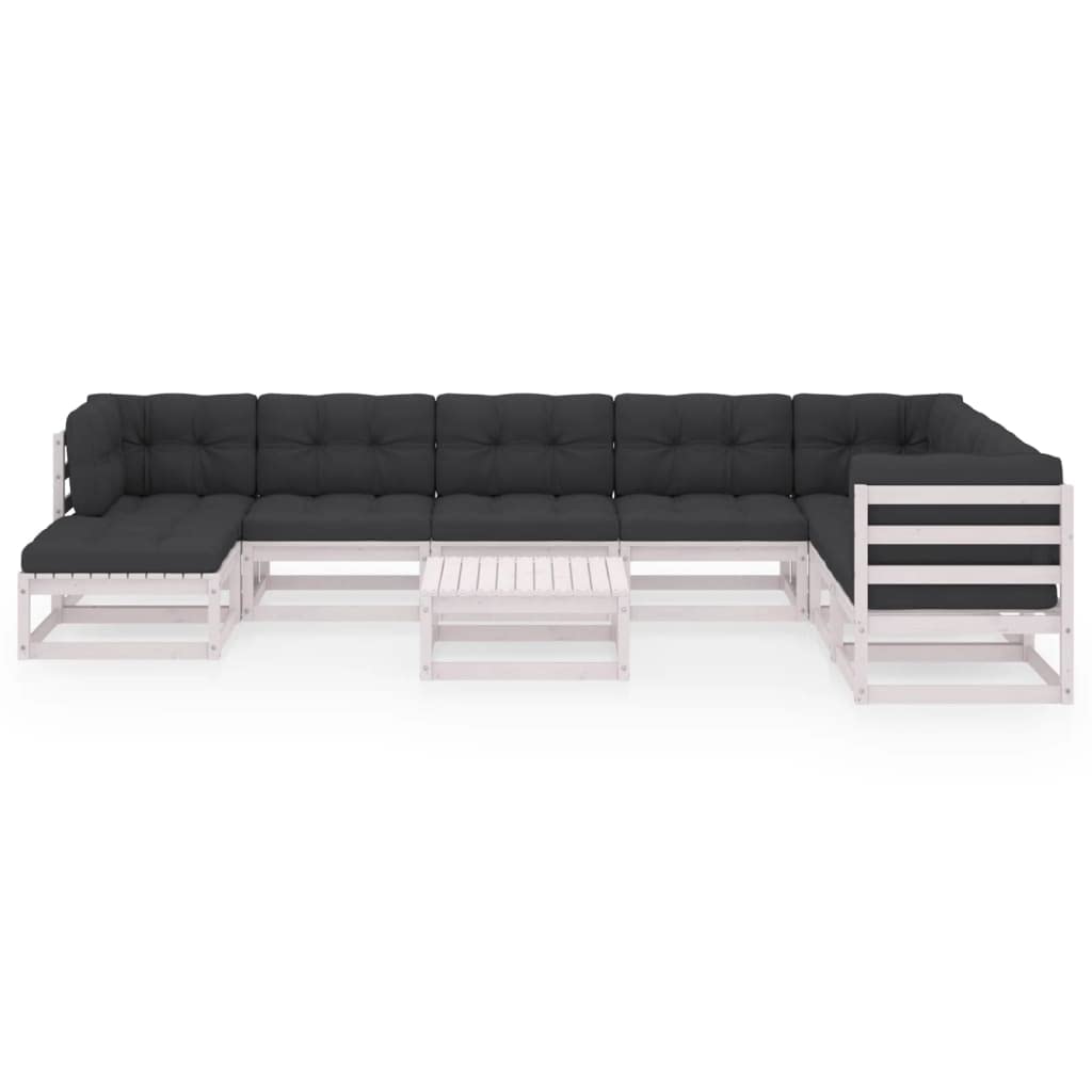 vidaXL Solid Pinewood Patio Lounge Set with Cushions 9 Piece Wooden Lounge Set Garden Outdoor Sofa Seat Sitting Lounger Furniture Seating