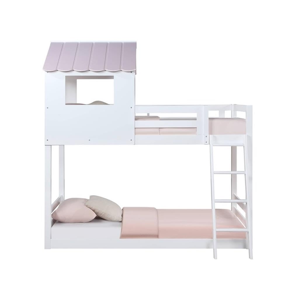 Acme Solenne T T Bunk Bed in White & Pink Finish