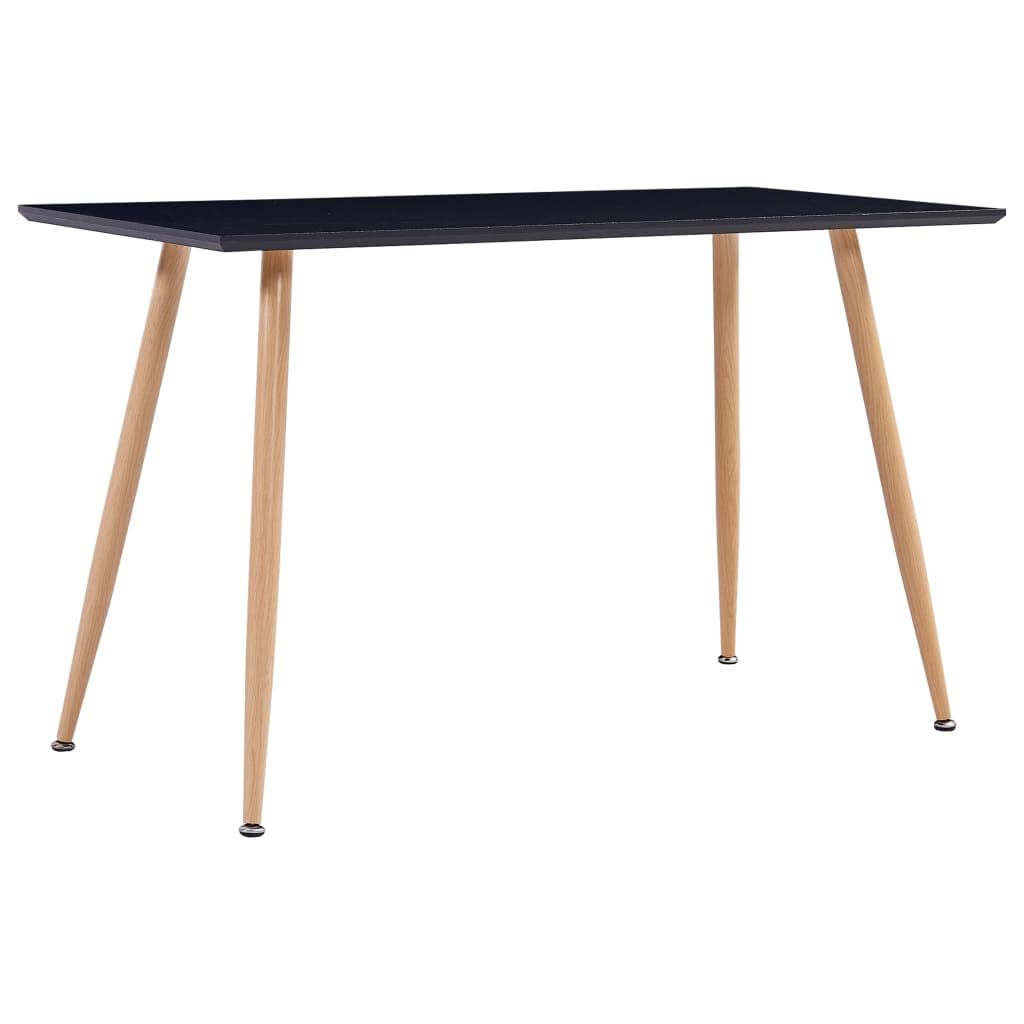 vidaXL Black and Oak Dining Table with MDF Tabletop and Robust Steel Legs, Clean and Modern Design, Seats Six