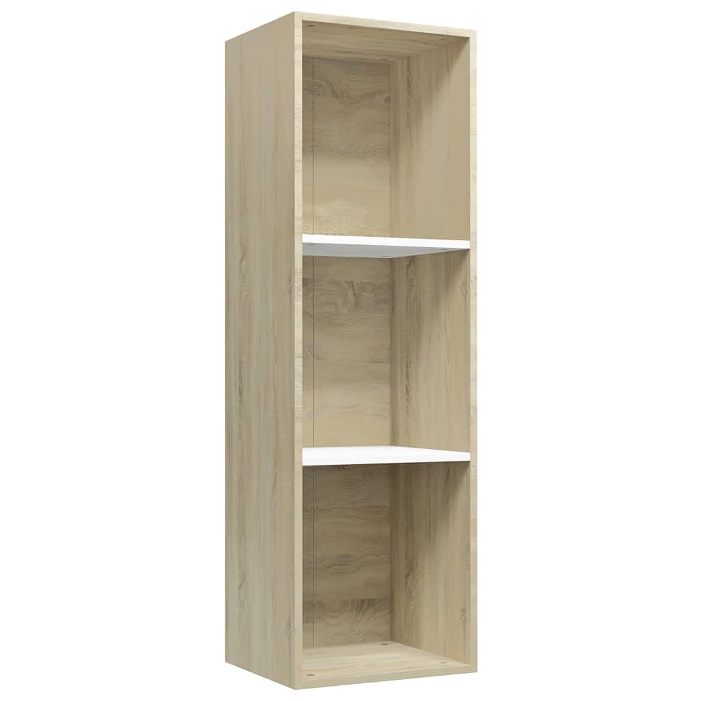 vidaXL Book Cabinet, Bookshelf TV Stand, Wall Bookcase for Office Living Room, Decorative Shelving Unit, Modern, White and Sonoma Oak Engineered Wood