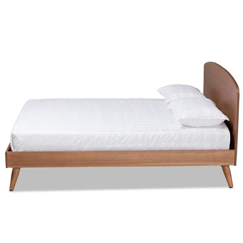 Baxton Studio Keagan Mid-Century Modern Transitional Walnut Brown Finished Wood King Size Platform Bed