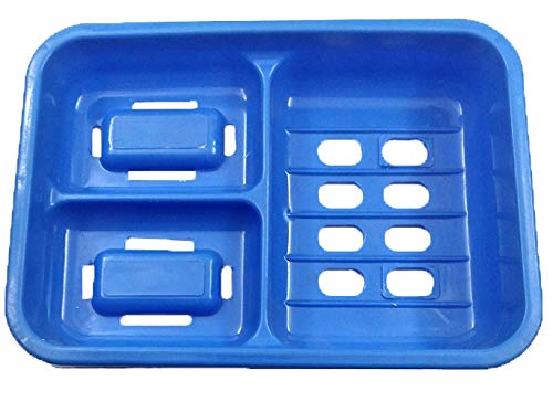R Dabhi Soap Case Holder Tray Stand for Bathroom Sink Wash Basin & Home Holds 3 Different Soap with Self Water Draining Holes Co