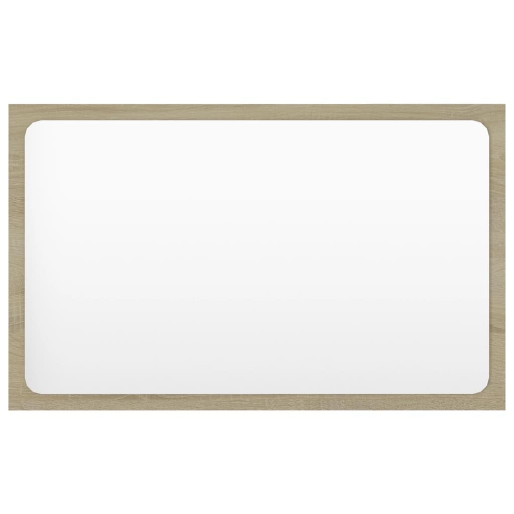 vidaXL Modern Sonoma Oak Bathroom Mirror, 23.6&quot;x14.6&quot; Engineered Wood and Acrylic Wall Mounted Mirror for Contemporary Styled Bathrooms