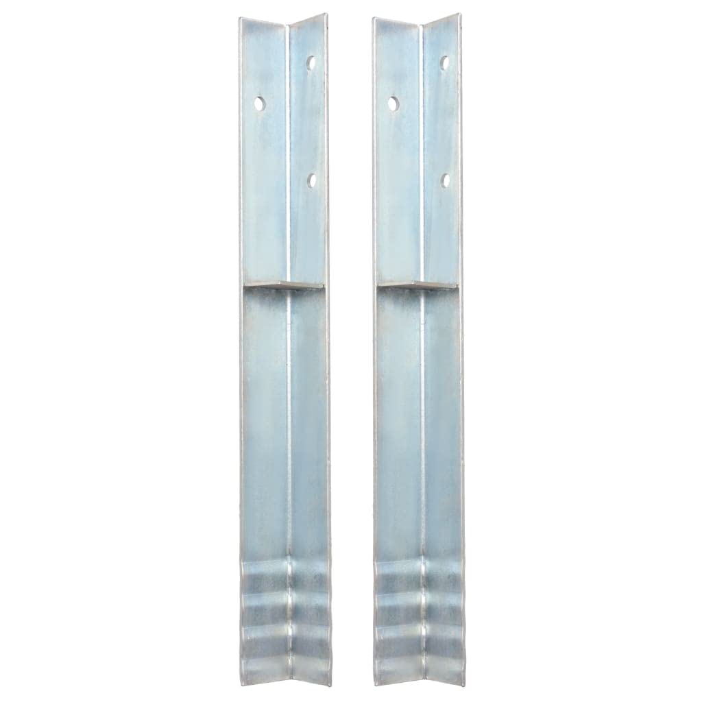 vidaXL 2X L-Shaped Ground Anchors Sturdy Ground Spike Galvanized Steel 19.7