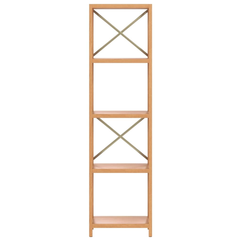 vidaXL 5-Tier Solid Oak Wood Shelf, Multipurpose Storage Rack, Farmhouse-Inspired Bookshelf, Home Accent and Office Organizer - 15.7&quot; x 11.8&quot; x 57.5&quot;
