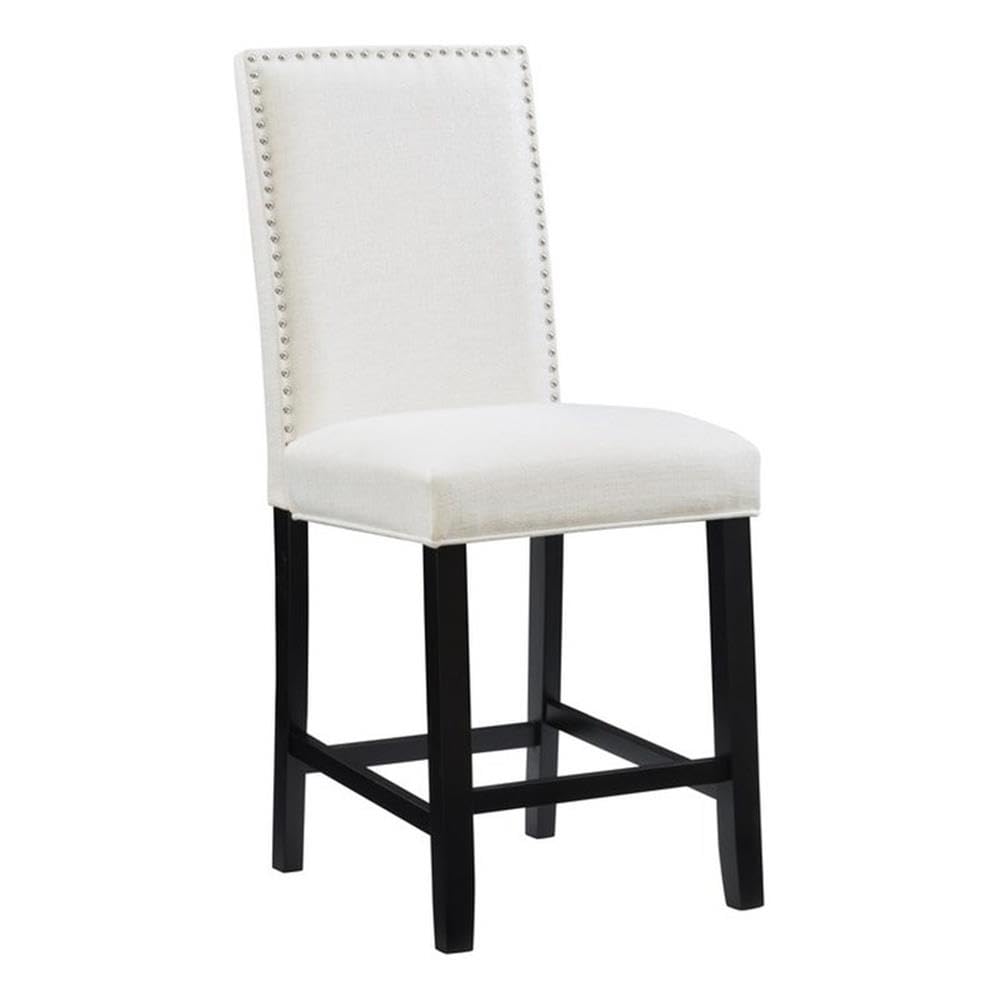 Linon Stewart 24 Fabric & Wood Counter Stool in Glitz White/Black