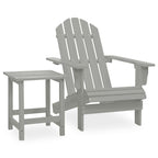 vidaXL Solid Fir Wood Patio Furniture Set, Gray Modern Adirondack Chair and Table, Comfortable and Durable, Ideal for Garden and Outdoor Lounge