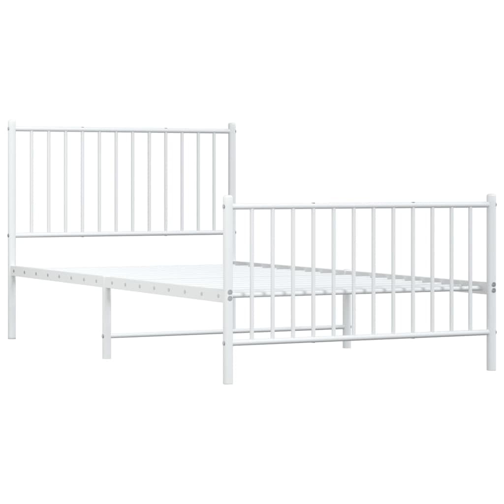 vidaXL 12-Inch White Metal Twin XL Bed Frame with Headboard & Footboard, Heavy-Duty Construction with Under-Bed Storage for Modern Bedroom, No Box Spring Needed & Easy Assembly, No Mattress