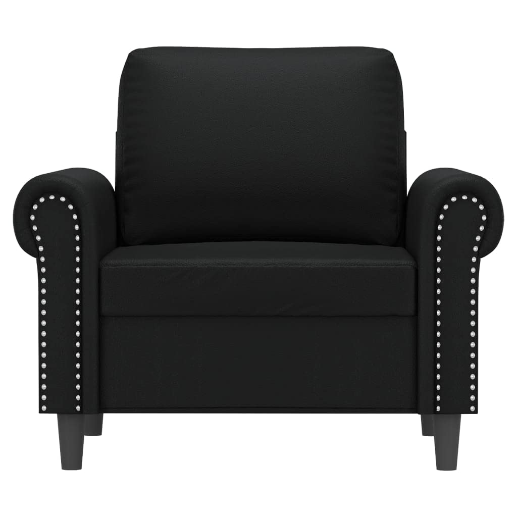 vidaXL Sofa Chair in Black Faux Leather - Durable, Comfortable Seating, Ideal for Chatting, Reading, TV Watching, Relaxing - Perfect for Lounge, Living Room or Office