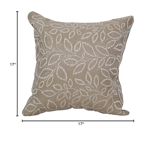 Blazing Needles Square Polyester Jacquard Throw Pillow, 17", Florian Camel