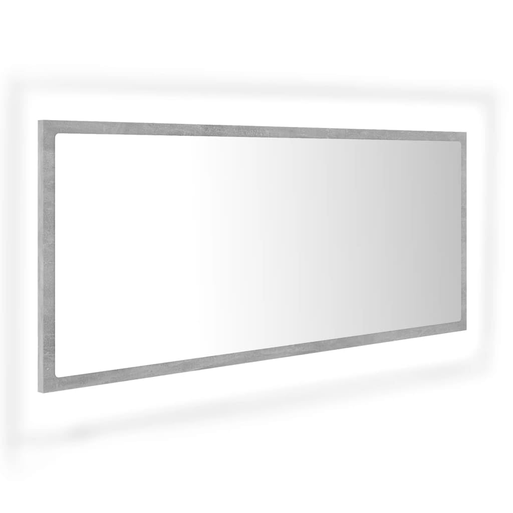 LED Bathroom Mirror Concrete Gray 39.4&quot;x3.3&quot;x14.6&quot; Engineered Wood