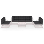 vidaXL Solid Pinewood Patio Lounge Set with Cushions 8 Piece Wooden Lounge Set Seating Sofa Seat Sitting Lounger Outdoor Garden Furniture