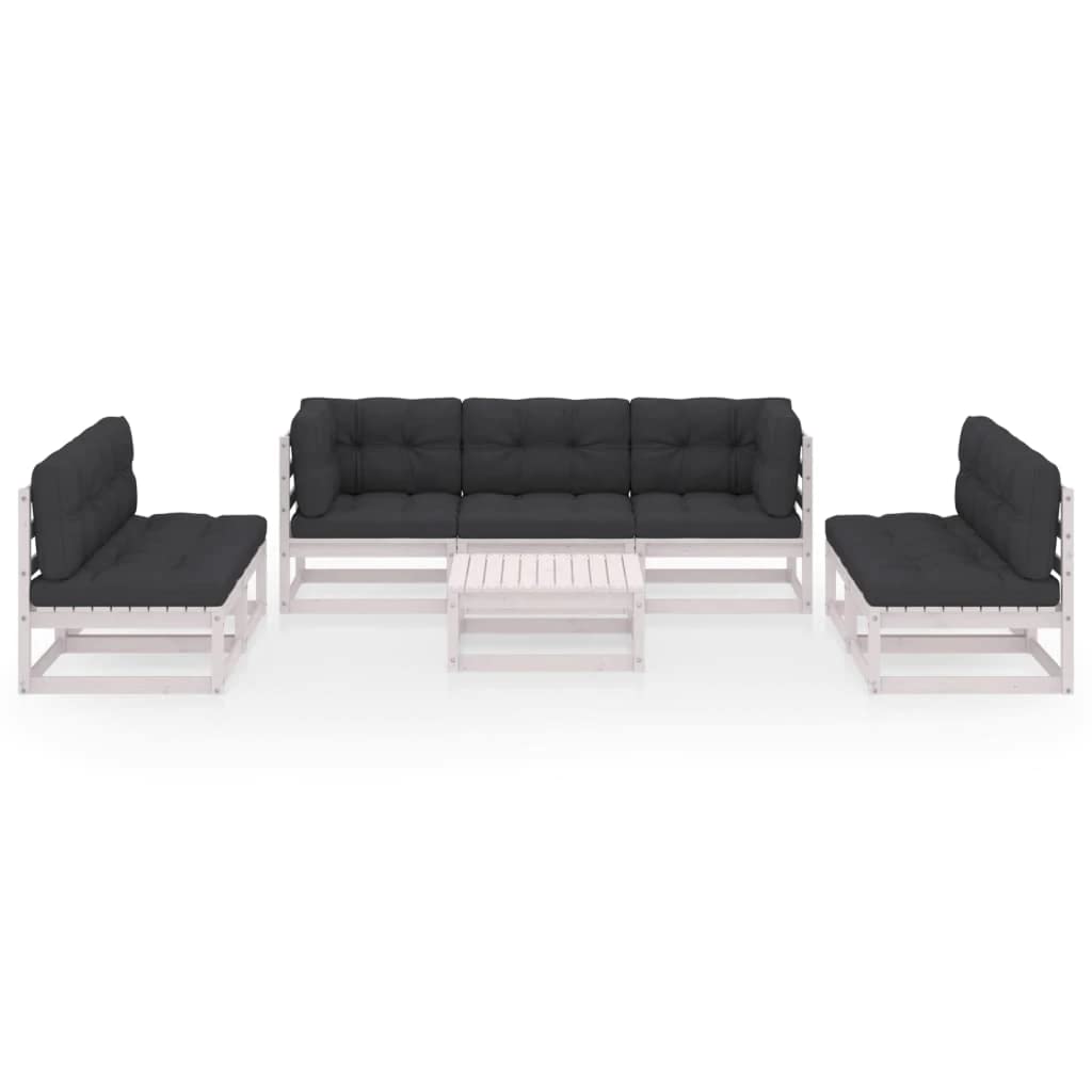 vidaXL Solid Pinewood Patio Lounge Set with Cushions 8 Piece Wooden Lounge Set Seating Sofa Seat Sitting Lounger Outdoor Garden Furniture