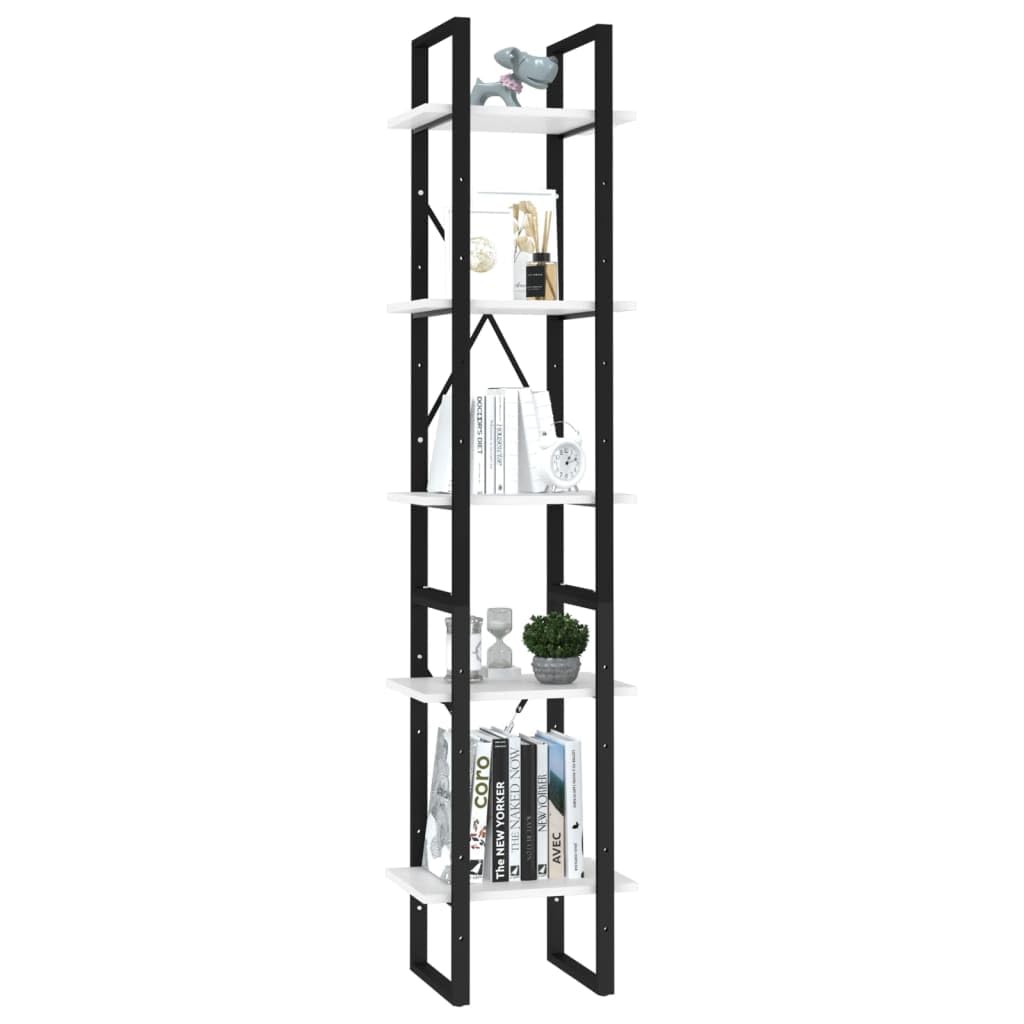 vidaXL Bookshelf, 5-Tier Book Cabinet Open Shelf Bookcase, Wall Bookshelf Storage Shelf, Freestanding Shelving Unit, Modern, White Engineered Wood