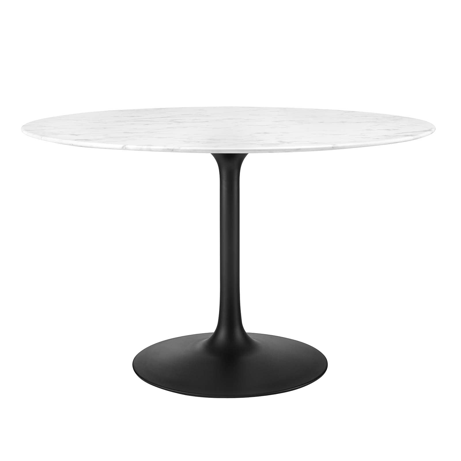 Modway Lippa 47&quot; Round Artificial Marble Dining Table, Top, Black Base