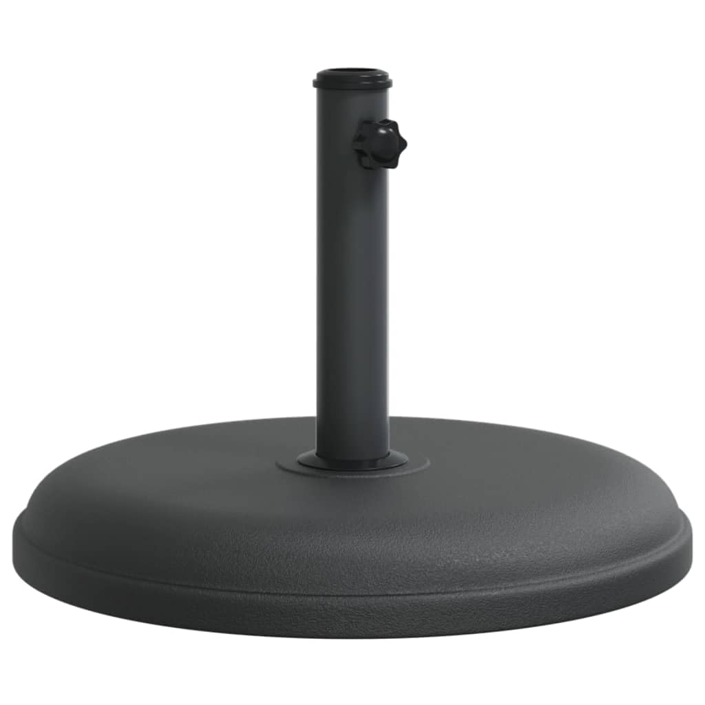 vidaXL Round Parasol Base 17.5"x12.2" - Umbrella Stand for Ø1.3/1.4"/1.5" Poles, Black, Concrete-Filled Plastic Shell, Iron Tube, 33.1lb, Tightening Knob, Outdoor Stability, Assembly Required