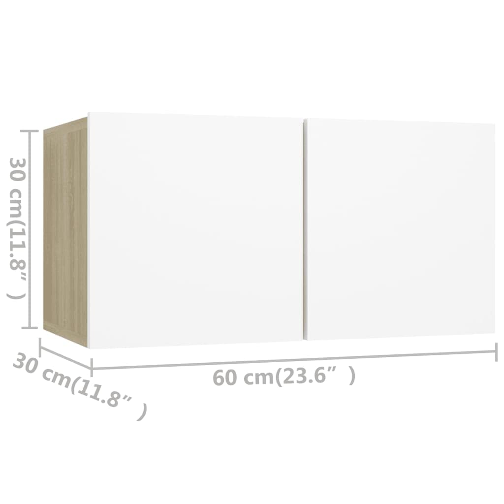 vidaXL 3X TV Cabinets Living Room Furniture Hanging Wall-Mounted TV Cabinet TV Stand Unit Stereo Plasma Cabinet Engineered Wood Black