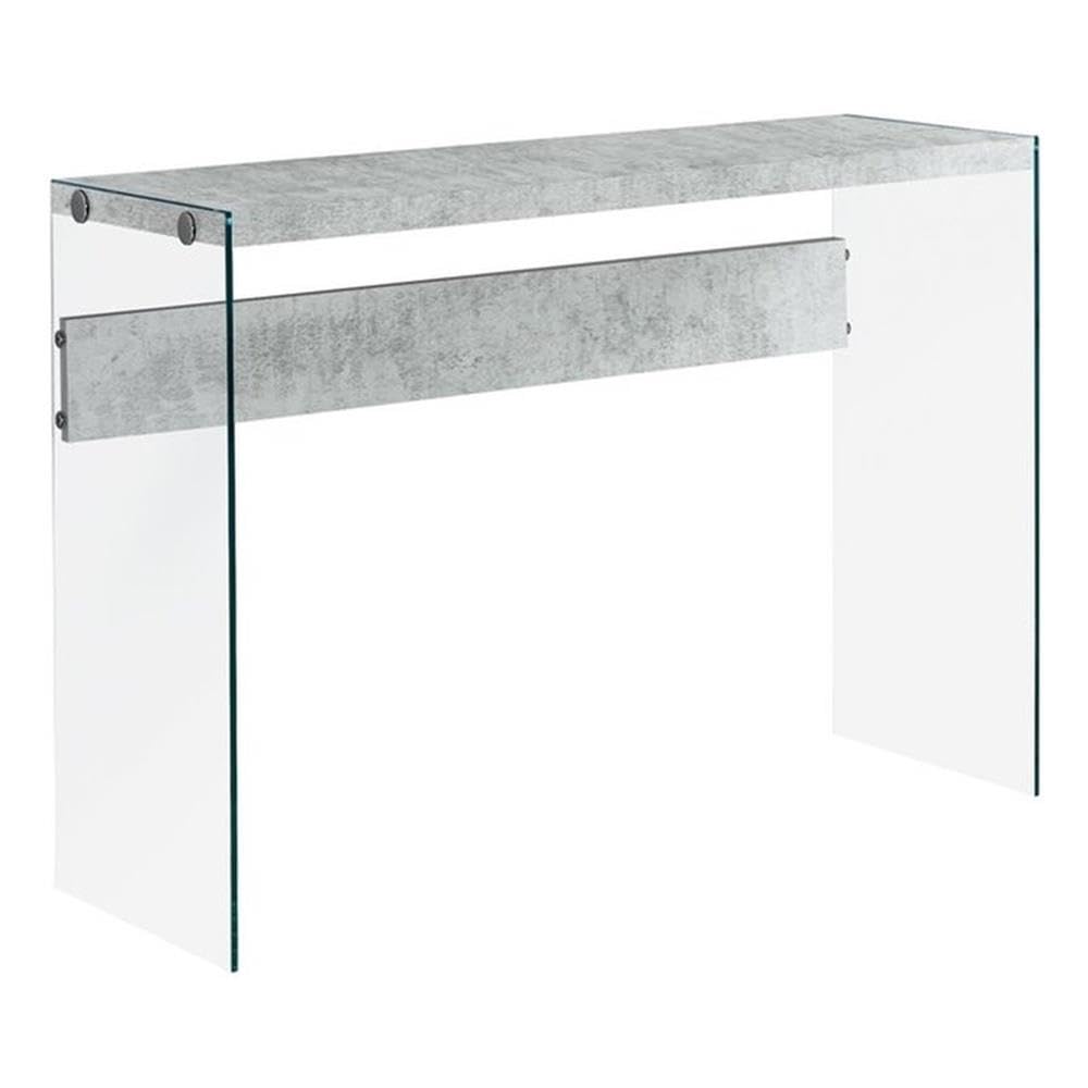 Monarch specialties , Console Sofa Table, Tempered Glass, Grey Cement, 44'L