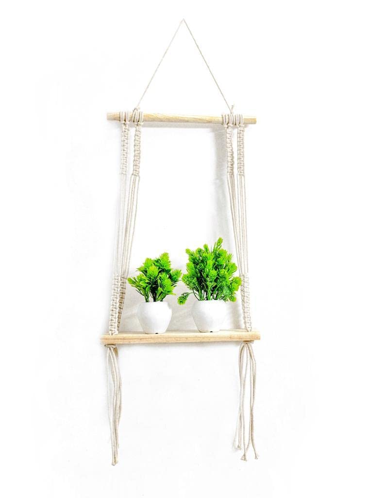 Aroha  Macrame Wall Hanging For Placing Planters In Balcony Living Room Bedroom Or Any Workspace (100% Cotton  12X24 Inch  Twi