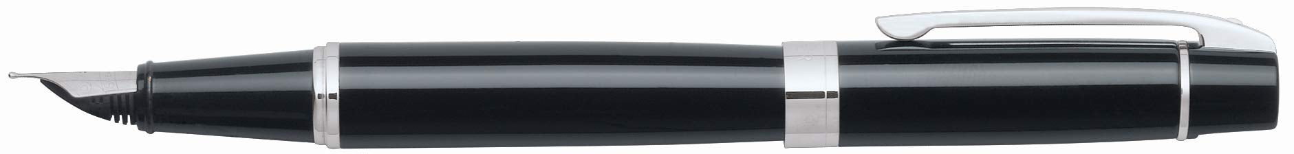 Sheaffer 300 Glossy Black Fountain Pen With Chrome-Plated Trim And Fine Nib