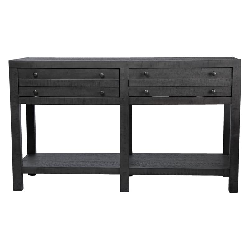 Best Quality Furniture CT490 Console Table, Rustic Dark Gray Oak