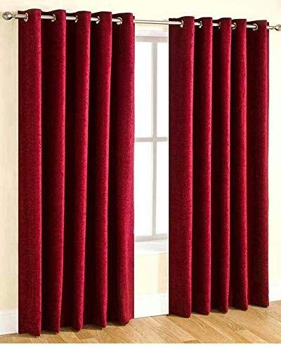 FABDRAPE Polyester Long Door Plain Solid Long Crush Curtain,Maroon,Long Door 9feet,Pack of 1, Grommets