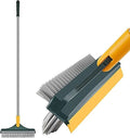Purabelle 3 in 1 Cleaning Scrub Brush Multifunction Grout Brush Scrape with Long Handle VShape Stiff Bristle Squeegee Brush Scr