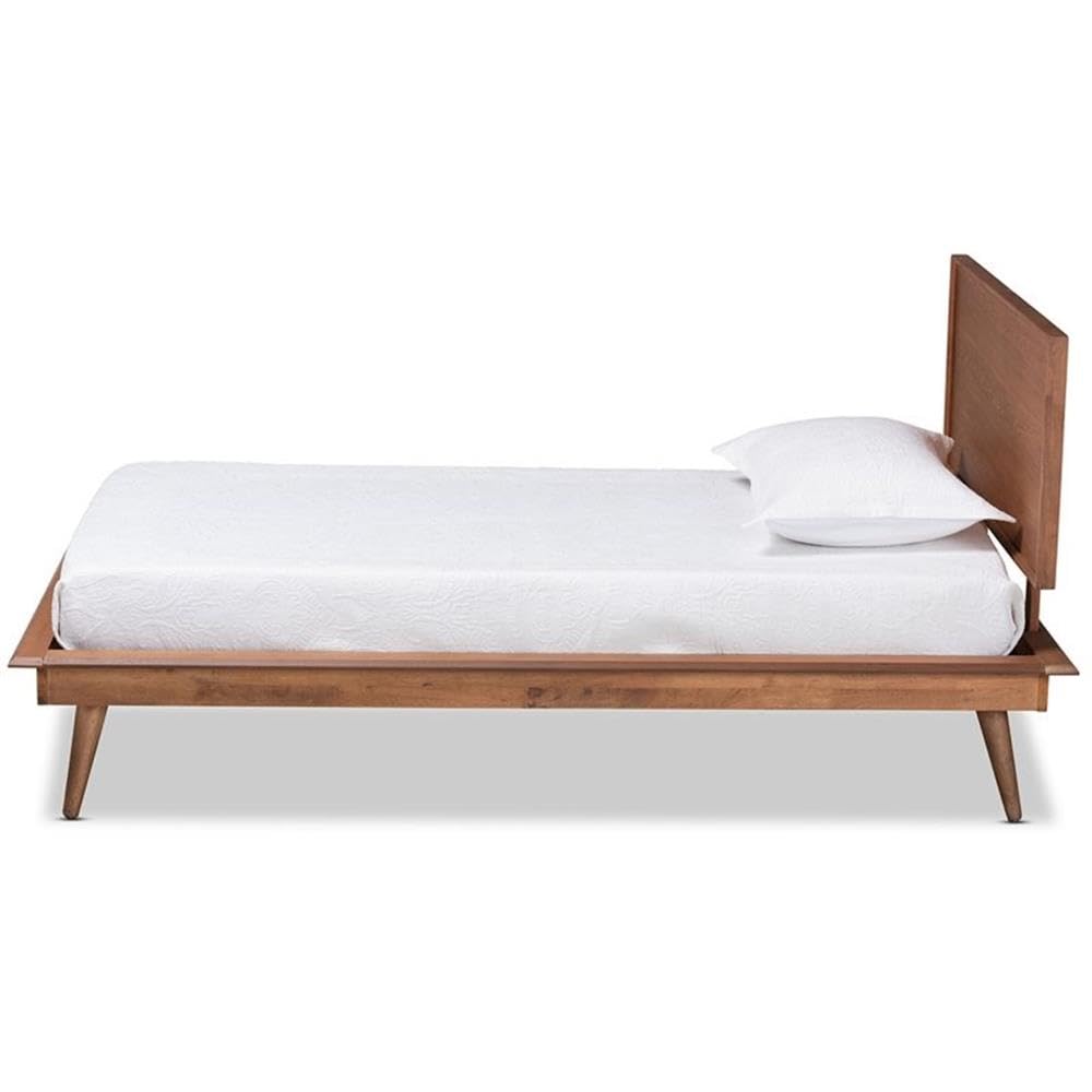 Baxton Studio Karine Mid-Century Modern Walnut Brown Finished Wood Twin Size Platform Bed